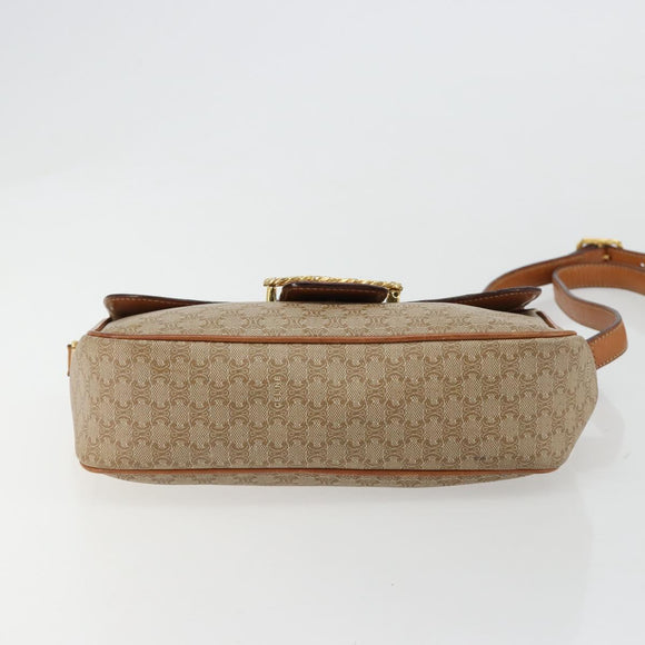 CELINE Macadam Canvas Shoulder Bag PVC Beige Gold Auth gh2082A