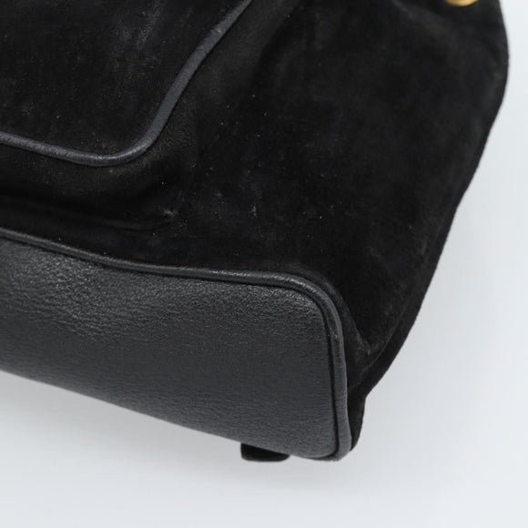 GUCCI Bamboo Backpack Suede Black Gold 003 1956 0030 Auth gh2084A