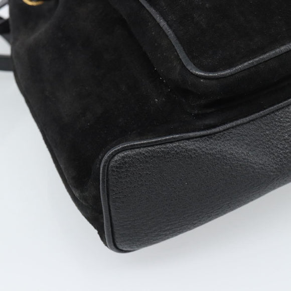 GUCCI Bamboo Backpack Suede Black Gold 003 1956 0030 Auth gh2084A