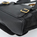 GUCCI Bamboo Backpack Suede Black Gold 003 1956 0030 Auth gh2084A-14