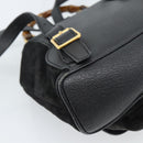 GUCCI Bamboo Backpack Suede Black Gold 003 1956 0030 Auth gh2084A-15