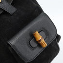 GUCCI Bamboo Backpack Suede Black Gold 003 1956 0030 Auth gh2084A-16