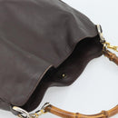 GUCCI Bamboo Shoulder Bag Leather 2way Brown Gold 001 1781 1638 Auth gh2088-6
