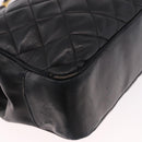 CHANEL Matelasse Chain Shoulder Bag Lamb Skin Black Gold CC Auth gh2091-10