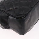 CHANEL Matelasse Chain Shoulder Bag Lamb Skin Black Gold CC Auth gh2091-12