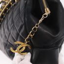 CHANEL Matelasse Chain Shoulder Bag Lamb Skin Black Gold CC Auth gh2091-14