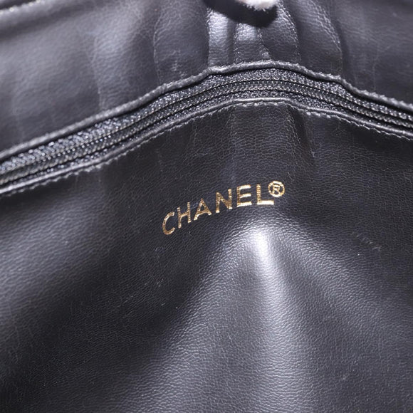 CHANEL Matelasse Chain Shoulder Bag Lamb Skin Black Gold CC Auth gh2091