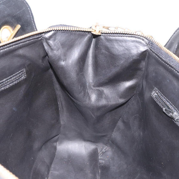 CHANEL Matelasse Chain Shoulder Bag Lamb Skin Black Gold CC Auth gh2091