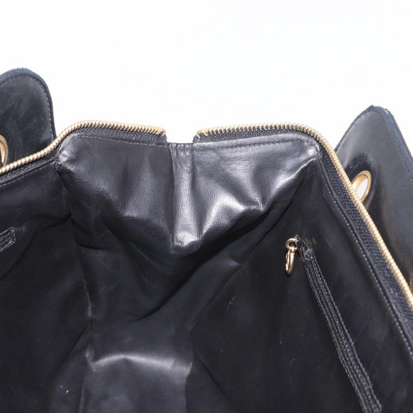 CHANEL Matelasse Chain Shoulder Bag Lamb Skin Black Gold CC Auth gh2091