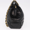 CHANEL Matelasse Chain Shoulder Bag Lamb Skin Black Gold CC Auth gh2091-4