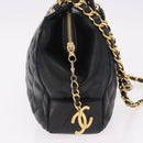 CHANEL Matelasse Chain Shoulder Bag Lamb Skin Black Gold CC Auth gh2091-5