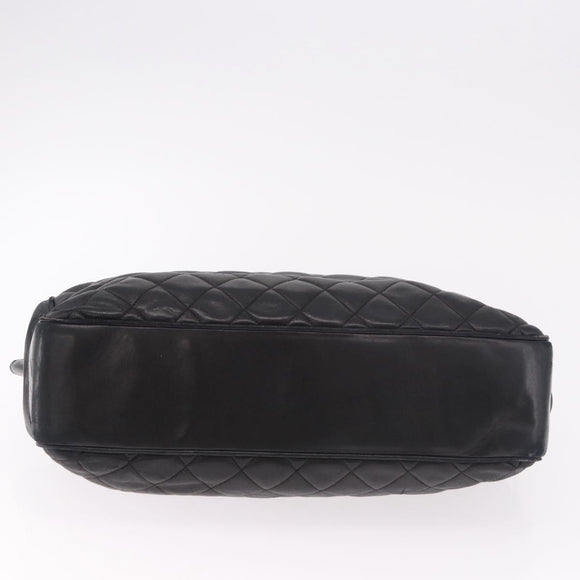 CHANEL Matelasse Chain Shoulder Bag Lamb Skin Black Gold CC Auth gh2091