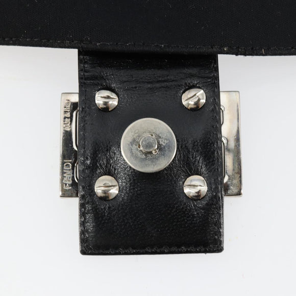 FENDI Mamma Baguette Shoulder Bag Cotton Jersey Black Silver Auth gh2097