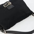 FENDI Mamma Baguette Shoulder Bag Cotton Jersey Black Silver Auth gh2097-6