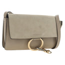 Chloe Fay Shoulder Bag Suede Beige Gold Auth gh2099-1