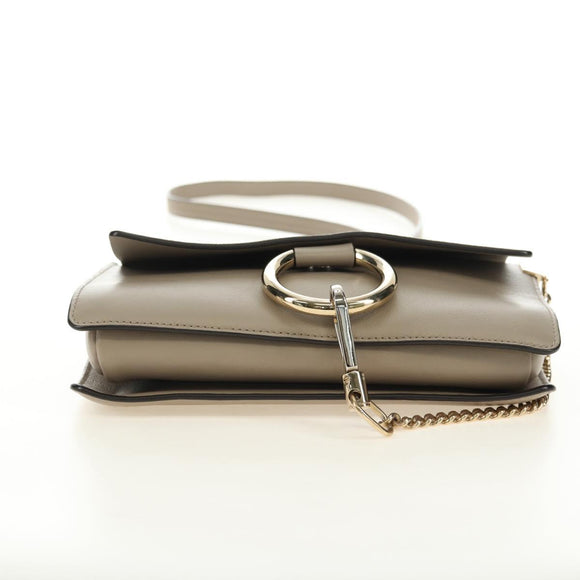 Chloe Fay Shoulder Bag Suede Beige Gold Auth gh2099