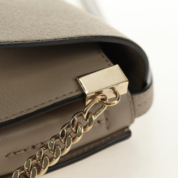 Chloe Fay Shoulder Bag Suede Beige Gold Auth gh2099