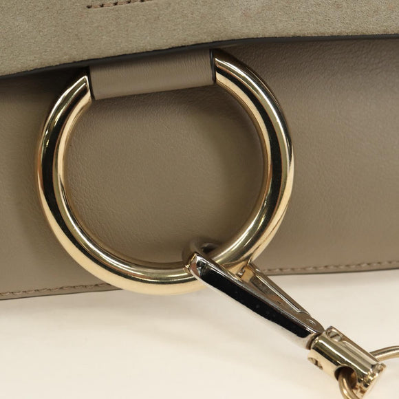Chloe Fay Shoulder Bag Suede Beige Gold Auth gh2099