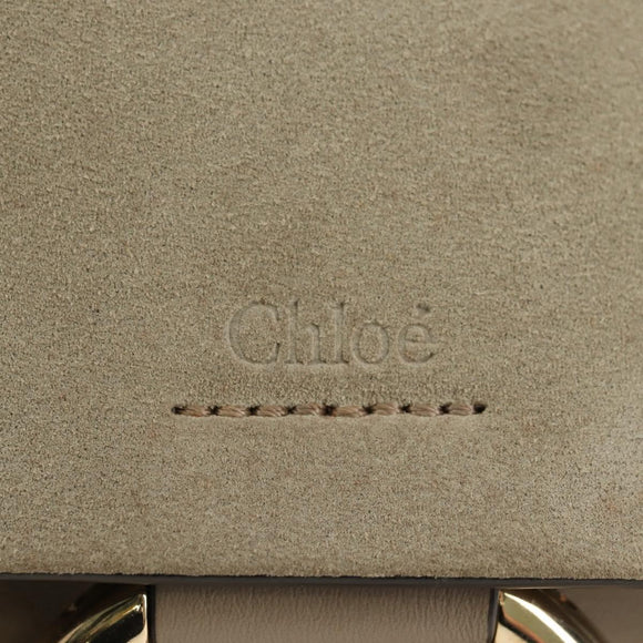 Chloe Fay Shoulder Bag Suede Beige Gold Auth gh2099