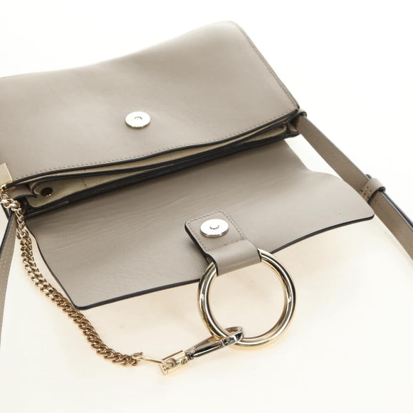 Chloe Fay Shoulder Bag Suede Beige Gold Auth gh2099