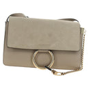 Chloe Fay Shoulder Bag Suede Beige Gold Auth gh2099-13
