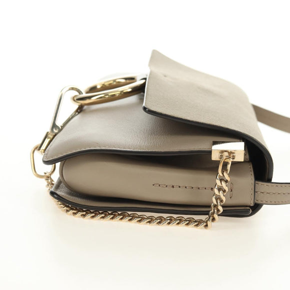 Chloe Fay Shoulder Bag Suede Beige Gold Auth gh2099