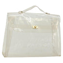 HERMES Vinyl Kelly Hand Bag Vinyl Clear Auth gh2102-1