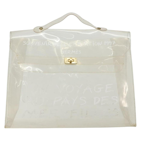 HERMES Vinyl Kelly Hand Bag Vinyl Clear Auth gh2102