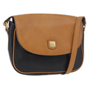 CELINE Shoulder Bag Leather Black Gold Auth gh2104-1