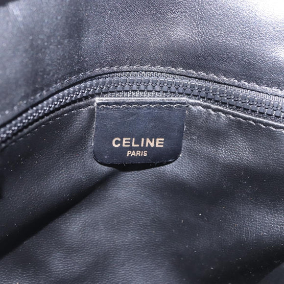 CELINE Shoulder Bag Leather Black Gold Auth gh2104
