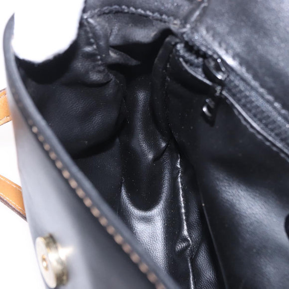 CELINE Shoulder Bag Leather Black Gold Auth gh2104