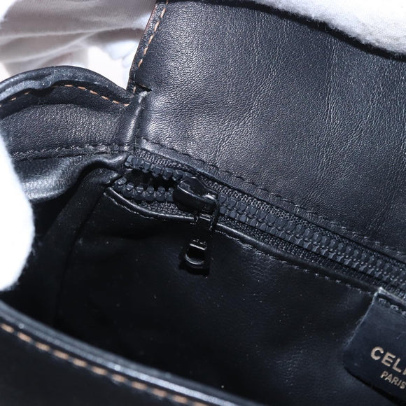 CELINE Shoulder Bag Leather Black Gold Auth gh2104