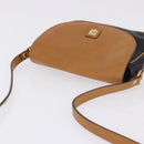 CELINE Shoulder Bag Leather Black Gold Auth gh2104-6