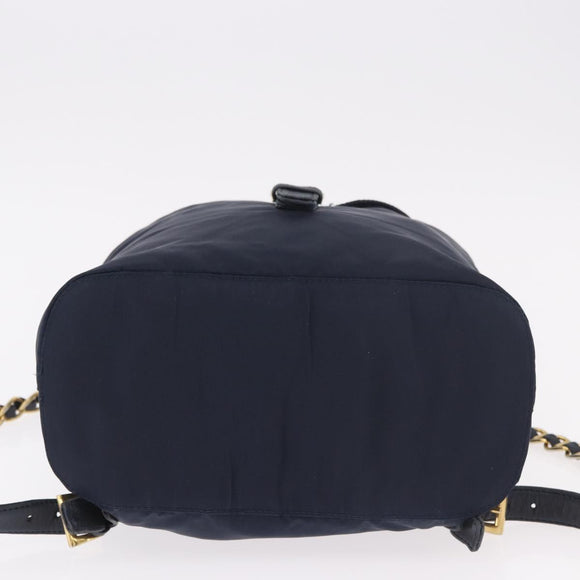 PRADA Backpack Nylon Navy Gold Auth gh2105