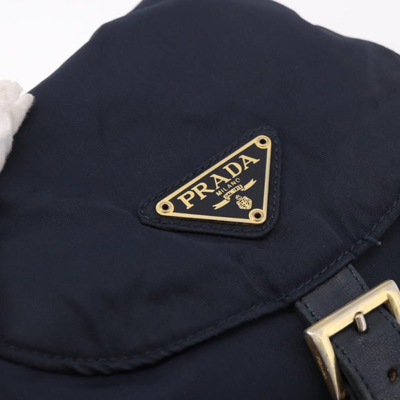 PRADA Backpack Nylon Navy Gold Auth gh2105
