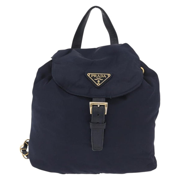 PRADA Backpack Nylon Navy Gold Auth gh2105
