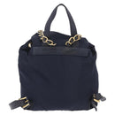 PRADA Backpack Nylon Navy Gold Auth gh2105-3