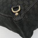 GUCCI GG Canvas Abbey Hand Bag Black Gold 141472 Auth gh2106-11