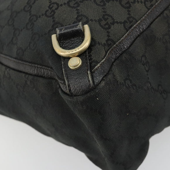 GUCCI GG Canvas Abbey Hand Bag Black Gold 141472 Auth gh2106