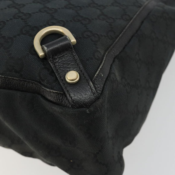 GUCCI GG Canvas Abbey Hand Bag Black Gold 141472 Auth gh2106