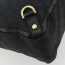 GUCCI GG Canvas Abbey Hand Bag Black Gold 141472 Auth gh2106-13