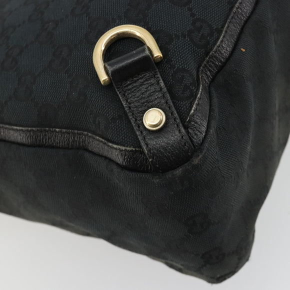 GUCCI GG Canvas Abbey Hand Bag Black Gold 141472 Auth gh2106