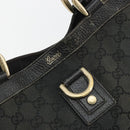 GUCCI GG Canvas Abbey Hand Bag Black Gold 141472 Auth gh2106-14