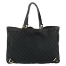 GUCCI GG Canvas Abbey Hand Bag Black Gold 141472 Auth gh2106-3