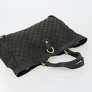 GUCCI GG Canvas Abbey Hand Bag Black Gold 141472 Auth gh2106-6