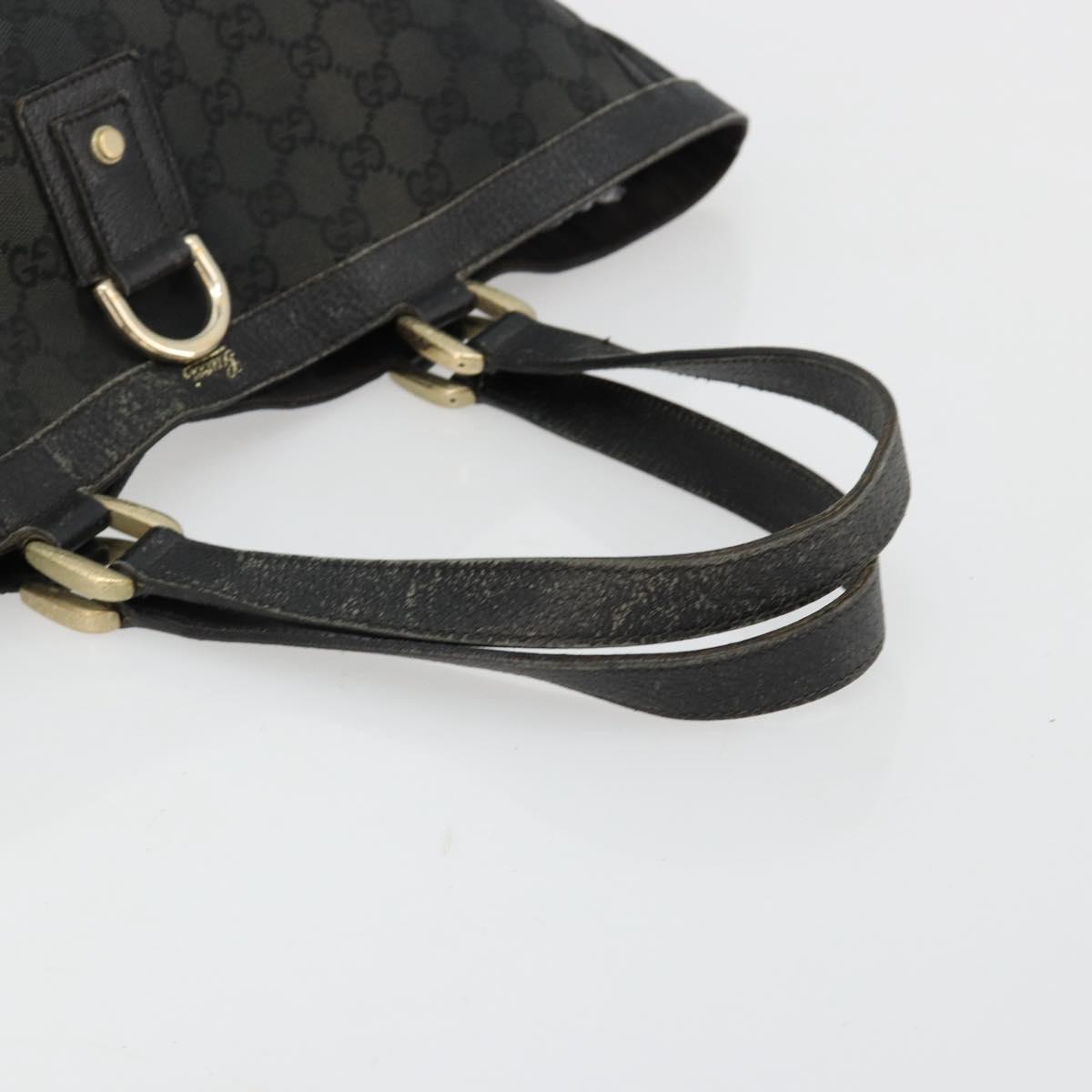 GUCCI GG Canvas Abbey Hand Bag Black Gold 141472 Auth gh2106
