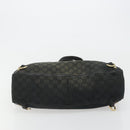 GUCCI GG Canvas Abbey Hand Bag Black Gold 141472 Auth gh2106-9