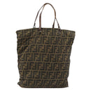 FENDI Zucca Canvas Handtas Zwart Bruin Auth gh2107-1