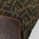 FENDI Zucca Canvas Handtas Zwart Bruin Auth gh2107-10