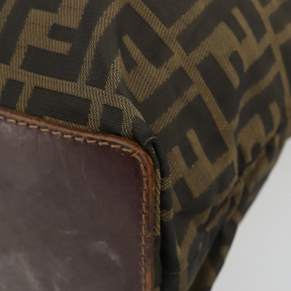 FENDI Zucca Canvas Handtas Zwart Bruin Auth gh2107